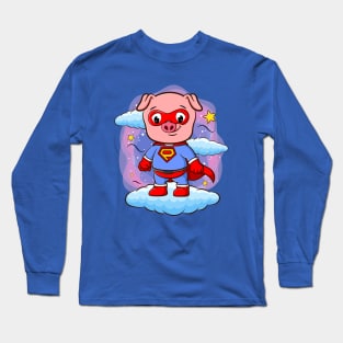 Pig Superhero Costume Long Sleeve T-Shirt